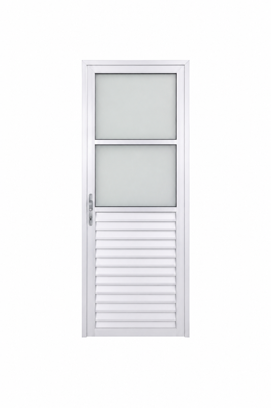 Porta Aluminio Direita Veneziana Com Vidro 210X80- Mugitec