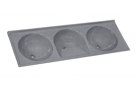Tanque Triplo Sintético Granitado nº2 180x63cm Cinza - AJ Rorato