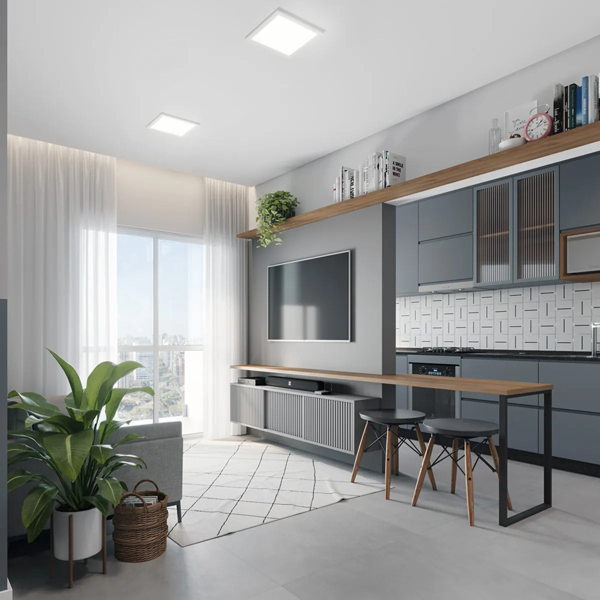 Painel Led Pop Embutir Quadrado 22 18W Bivolt Branca - Avant