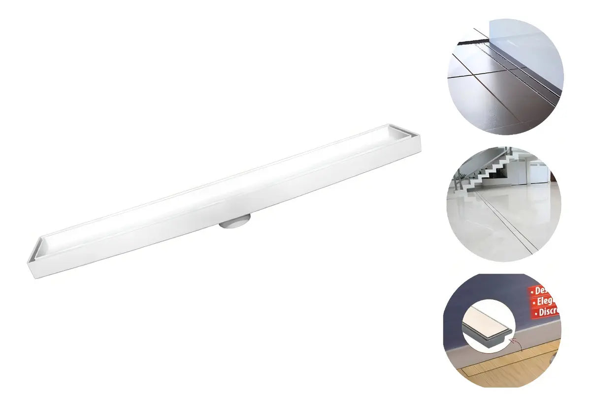 Ralo Invisivel Linear Oculto Sifonado 5X50CM Branco 2062 - Estrela