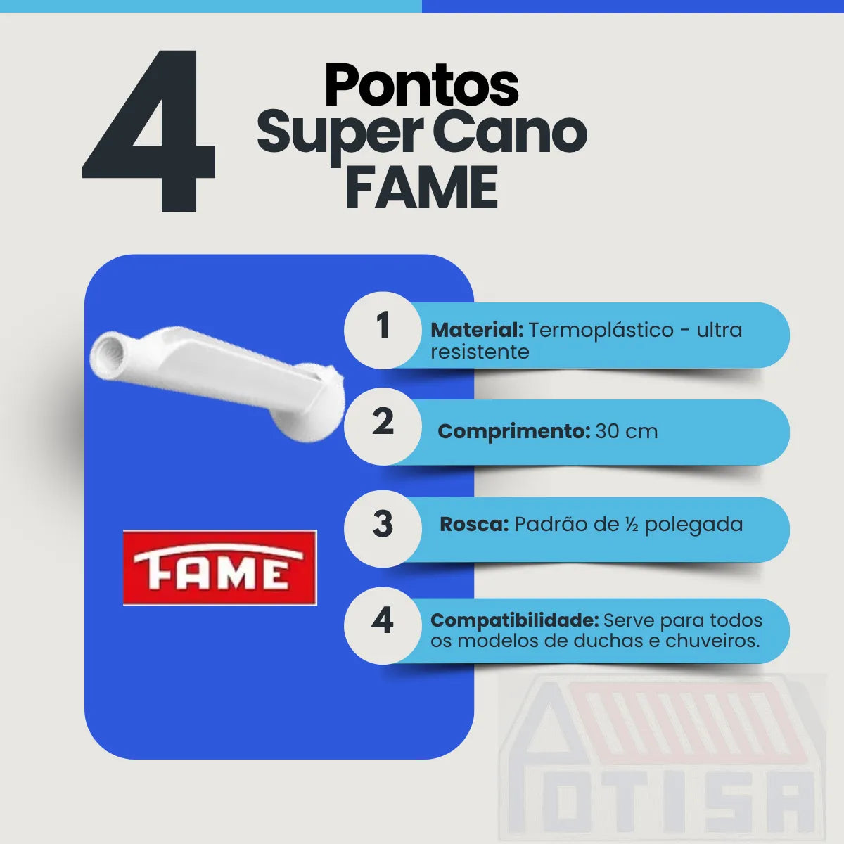 Braço Chuveiro Branco Ref.660 - Fame