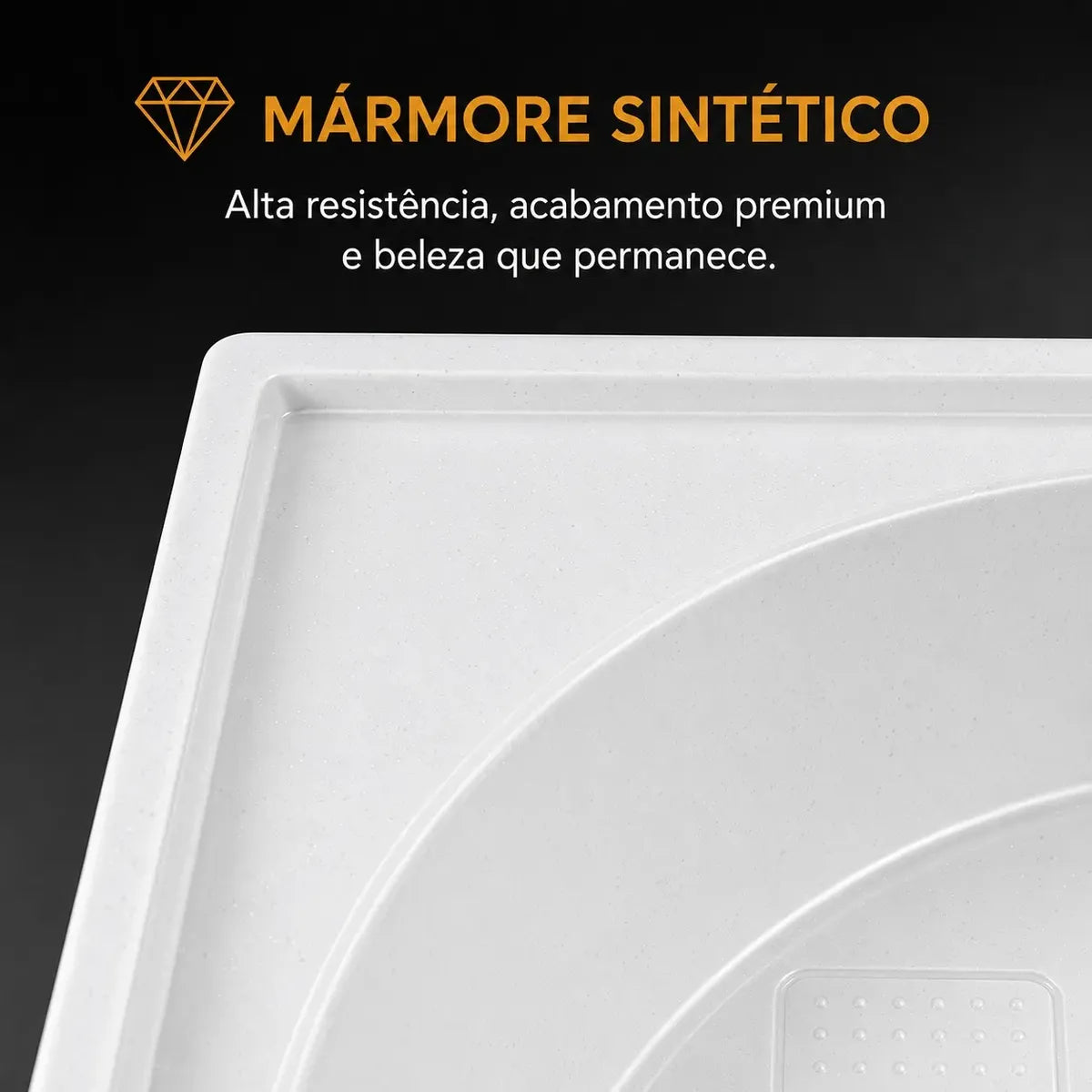 Tanque 100 Litros 140X65 Mármore Sintético Granitado Branco Premium - Decoralita
