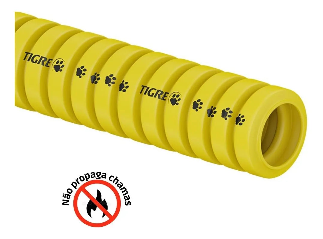 Mangueira Corrugada 32MM Tigreflex Amarela Rolo 25MT - Tigre