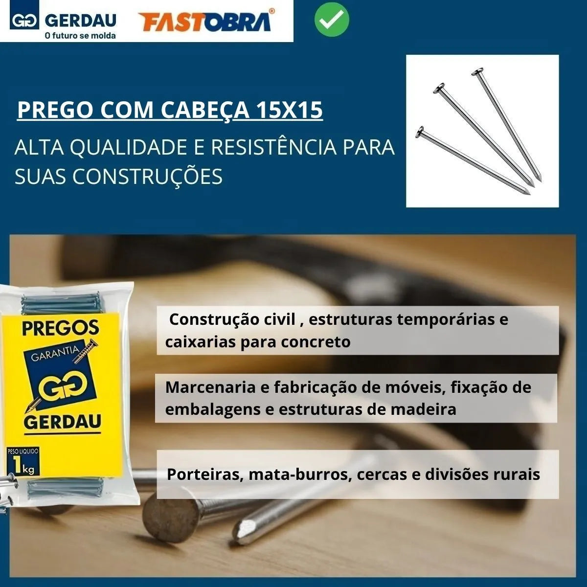Prego 15X15 Com Cabeça 1 Kg - Gerdau
