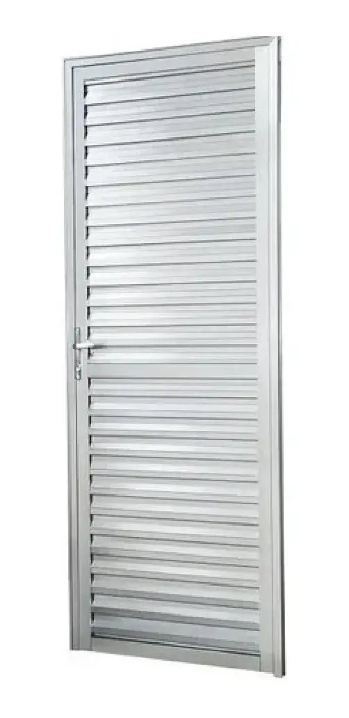 Porta Aluminio Natural Esquerda Veneziana 210X76 - Mugitec