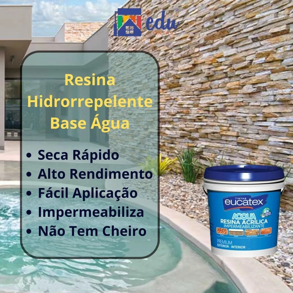 Resina Acrílica Base De Água 3,600 LT Incolor - Eucatex
