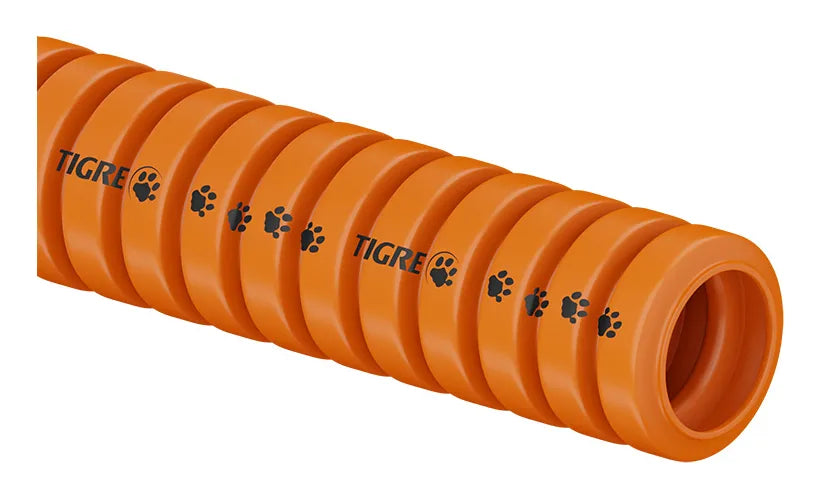 Mangueira Corrugada 25MM Tigreflex Laranja Rolo 50MT   - Tigre