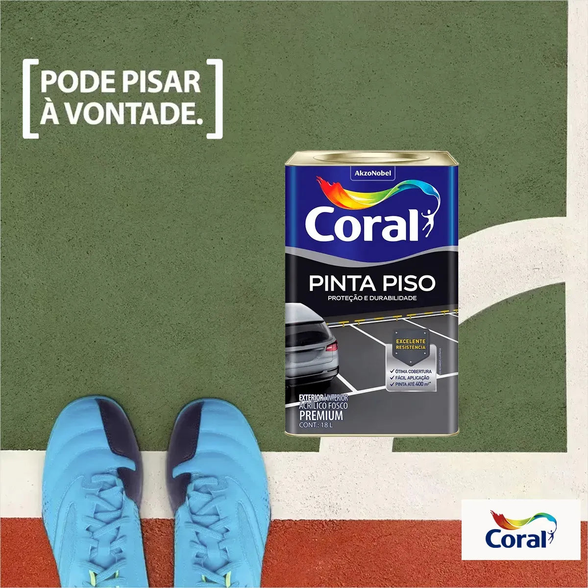 Tinta Para Piso Preto 18 Litros - Coral