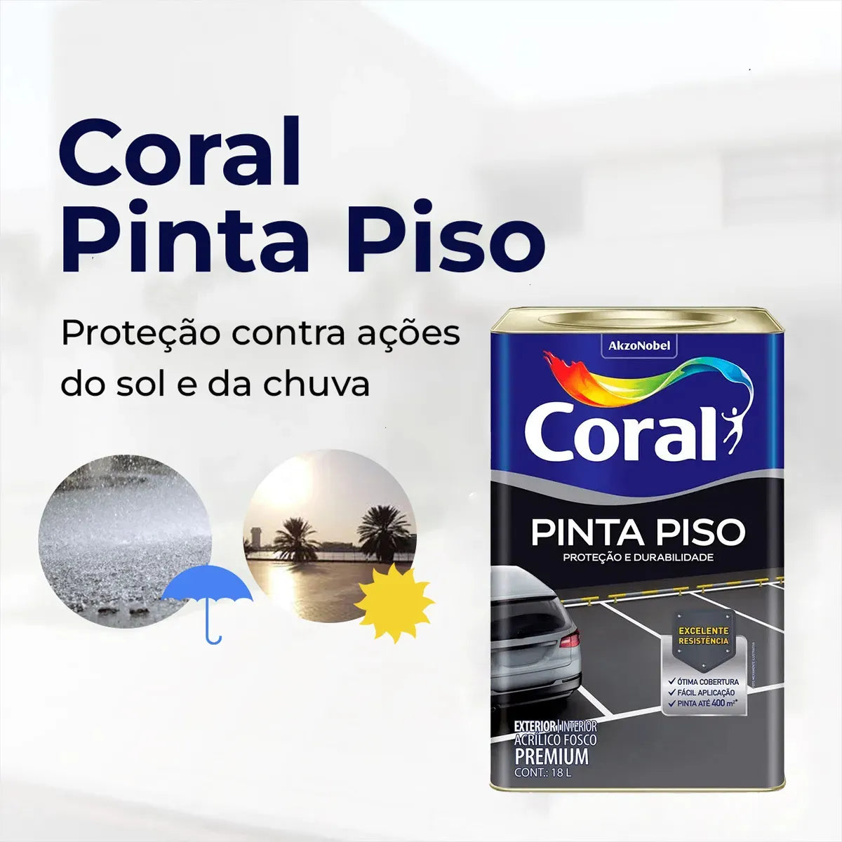 Tinta Para Piso Preto 18 Litros - Coral