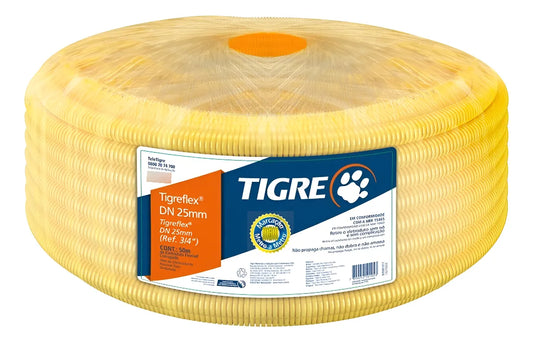 Mangueira Corrugada 32MM Tigreflex Amarela Rolo 25MT - Tigre