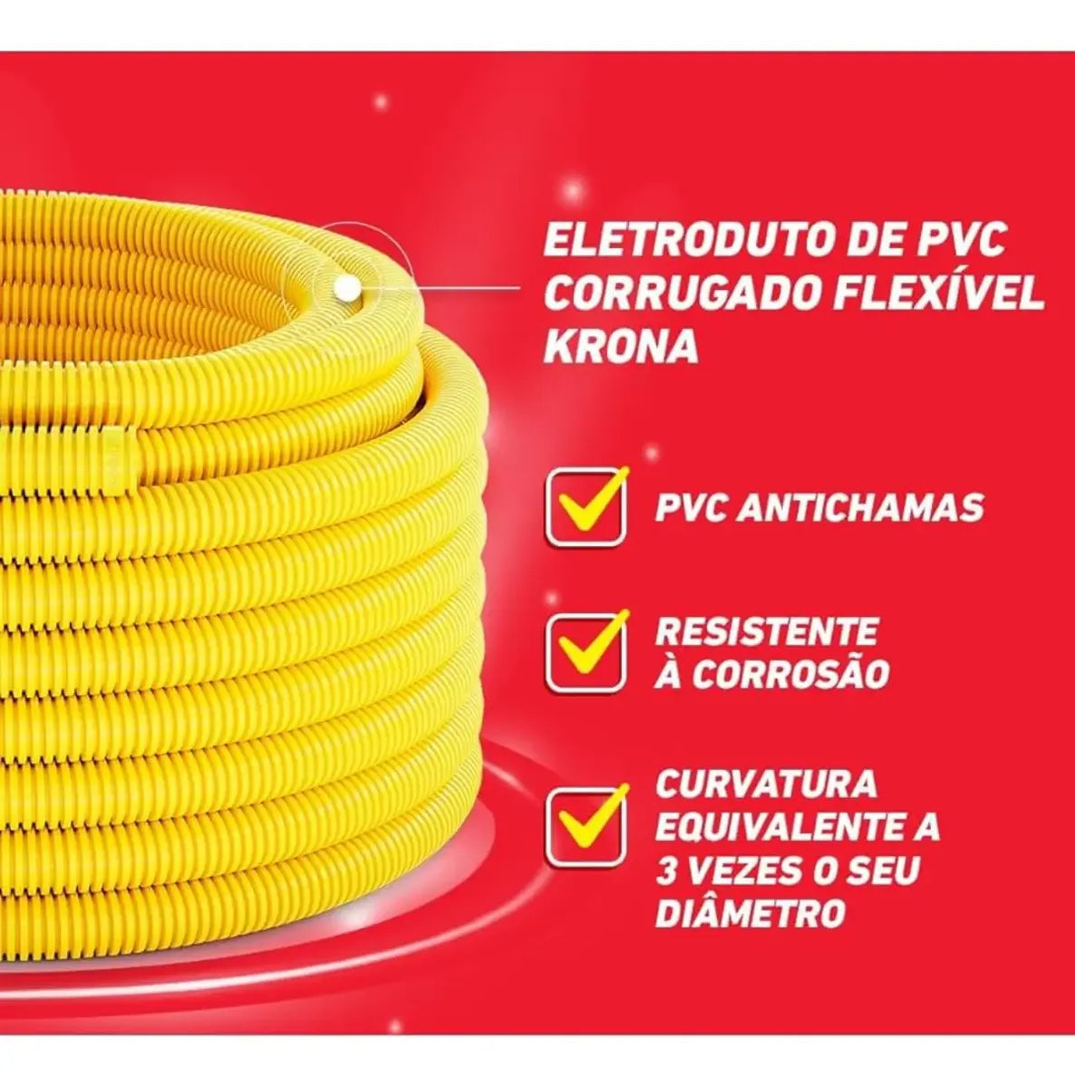 Eletroduto  25mm Amarelo Rolo 50mt - Fortlev