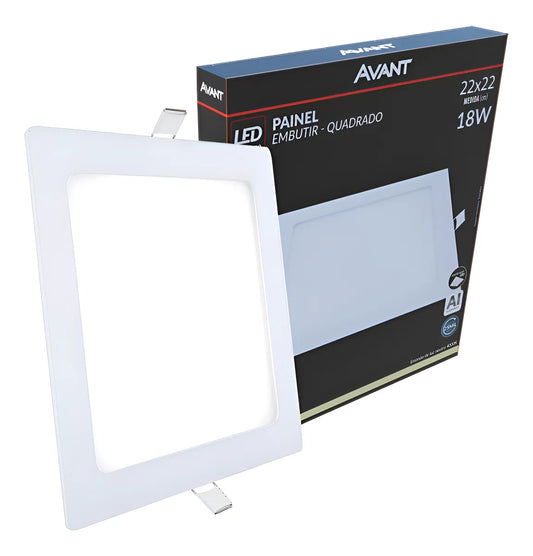 Painel Led Pop Embutir Quadrado 22 18W Bivolt Branca - Avant