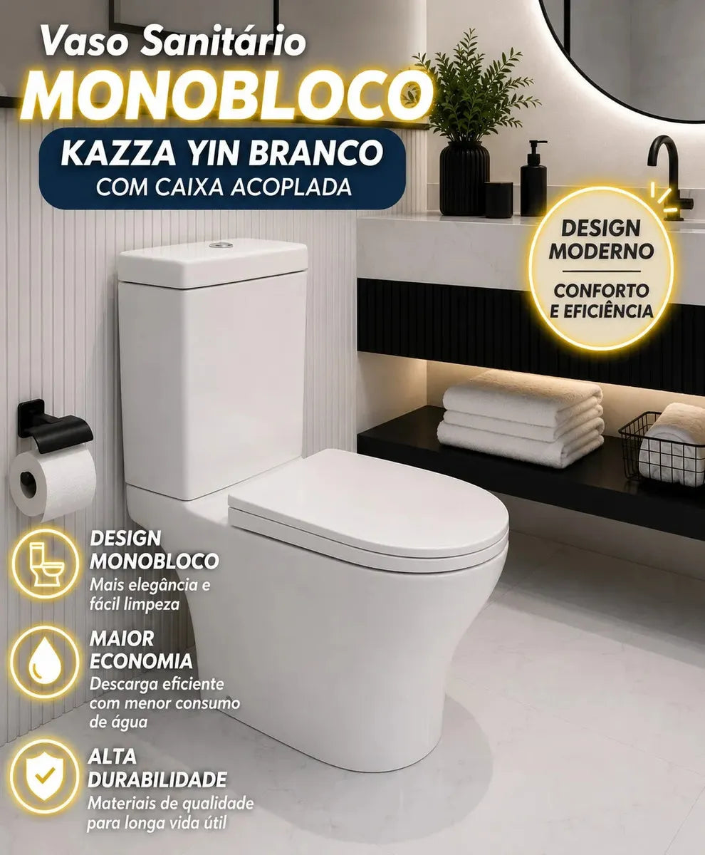 Combo Bacia e Caixa Acoplada Branco Com Acessorios 3/6LT VLH66 - Home Fort