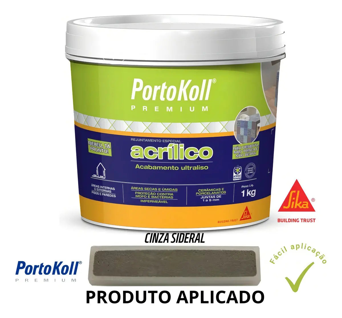 Rejunte Acrílico Cinza Sideral 1 Kg - Portokoll