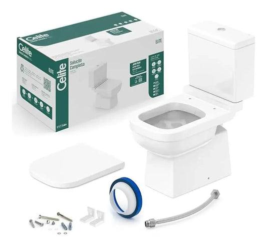 Kit Bacia e Caixa Acoplada Elite Branco Com Acessorios - Celite