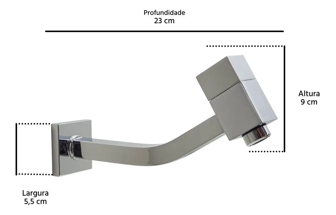 Torneira Link Quadrada Média Parede Cromada 4703 - Furkin
