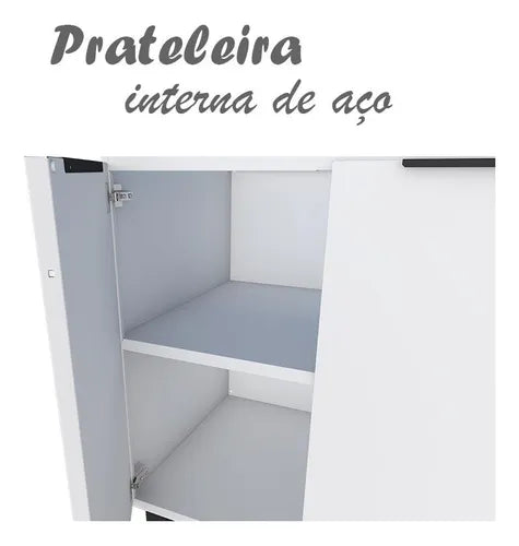 Gabinete Aço Para Pia 120 3 Gavetas Branca Júpiter - Cozimax