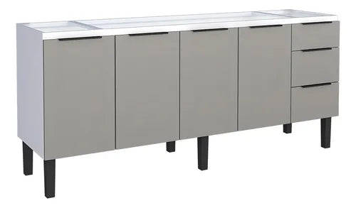 Gabinete Aço Para Pia 200 3 Gavetas Cinza Júpiter - Cozimax
