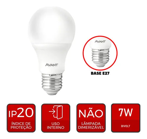 Lâmpada Led 7w Bulbo E27 127/220V Luz Branca -  Avant