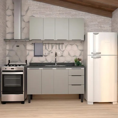 Gabinete Aço Para Pia 160 3 Gavetas Cinza Júpiter - Cozimax