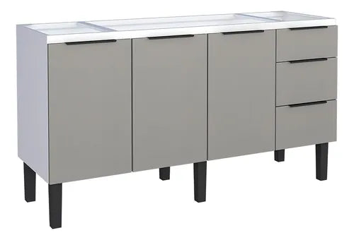 Gabinete Aço Para Pia 160 3 Gavetas Cinza Júpiter - Cozimax