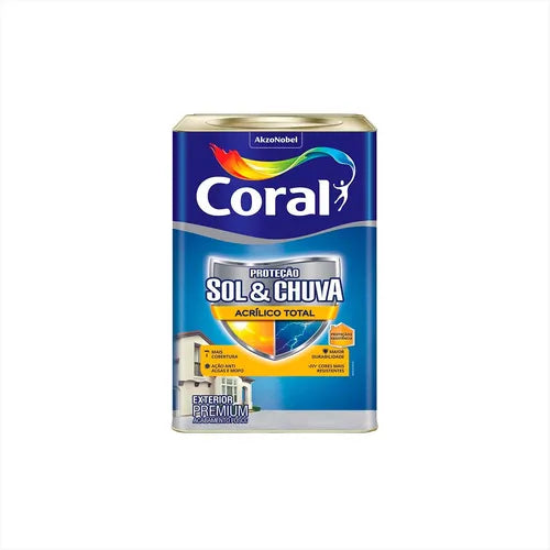 Tinta Acrílica Proteção Sol e Chuva Total 16L Base T Fosco -  Coral