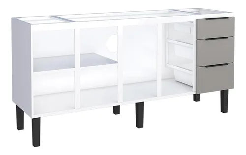 Gabinete Aço Para Pia 200 3 Gavetas Cinza Júpiter - Cozimax