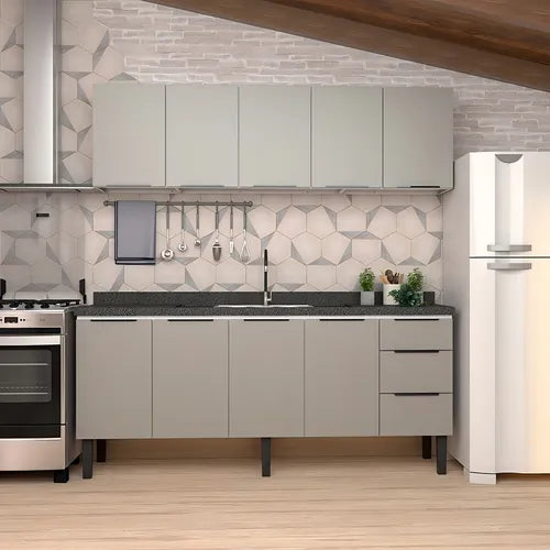 Gabinete Aço Para Pia 200 3 Gavetas Cinza Júpiter - Cozimax