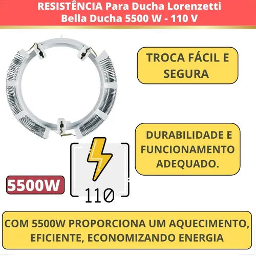 Resistência Ducha Bella/Fash 127V5500/4800 3056B - Lorenzetti