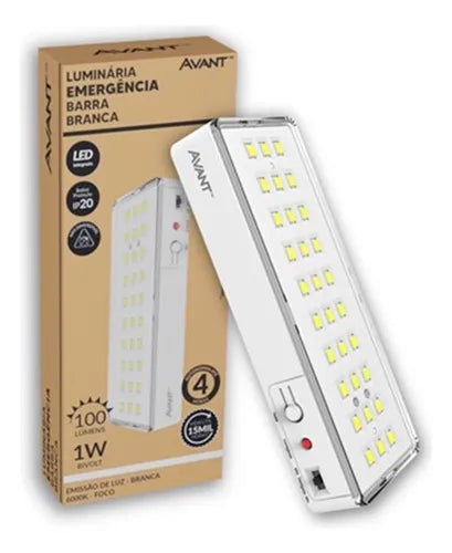 Luminária Led Emergência Barra 1W 6000K 100 30 Leds -  Avant