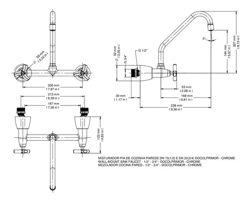 Misturador Para Cozinha Parede Primor - Docol