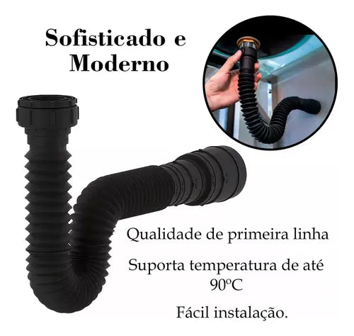 Sifão Sanfonado Universal Preto SSUM3 - Astra