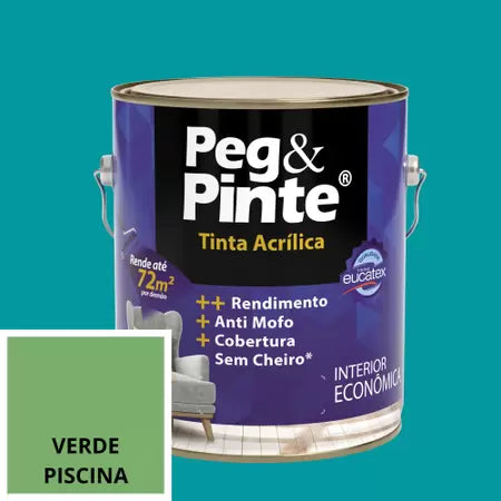 Tinta Acrílica Peg & Pinte 3,6L Verde Piscina - Eucatex