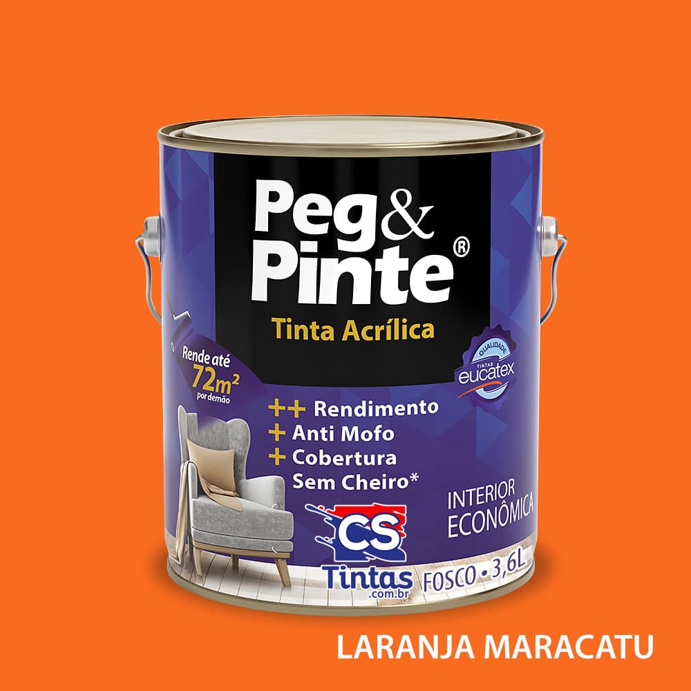 Tinta Acrílica Peg & Pinte 3,6L Laranja Maracatu - Eucatex