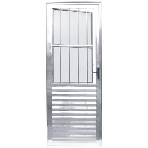 Porta Aluminio Esquerda Veneziana Com Vidro 210X80- Mugitec