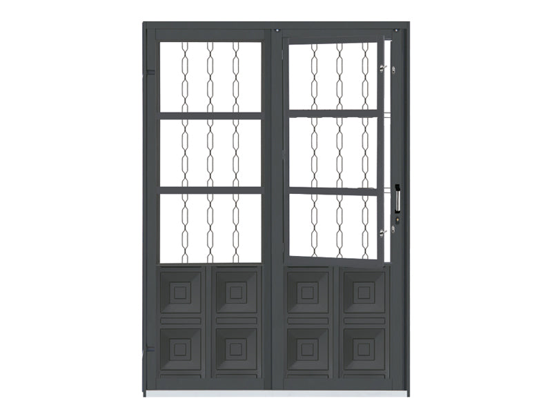 Porta Correr Plus Esquerda Com Grade Elo Com Postigo 210X154 - Vitralfer