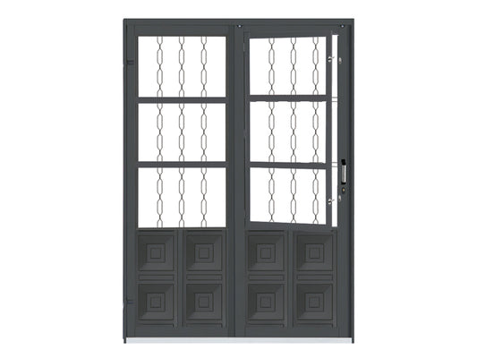 Porta Correr Plus Esquerda Com Grade Elo Com Postigo 210X154 - Vitralfer