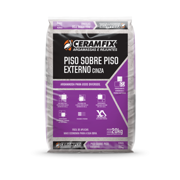 Argamassa Colante Piso sobre Piso Externo Cinza 20 Kg - Ceramfix