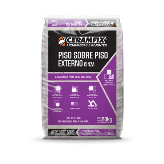 Argamassa Colante Piso sobre Piso Externo Cinza 20 Kg - Ceramfix