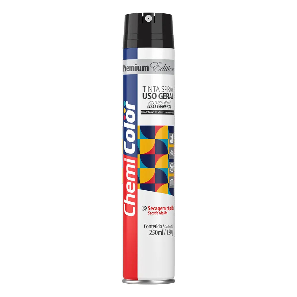 Tinta Spray Preto Fosco 250ml - Chemicolor