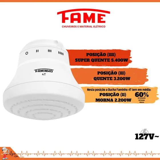 Ducha Faminho 4T 220V Sem Braço- Fame