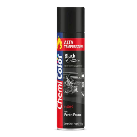 Tinta Spray Alta Temperatura Preto Fosco 250ML - Chemicolor