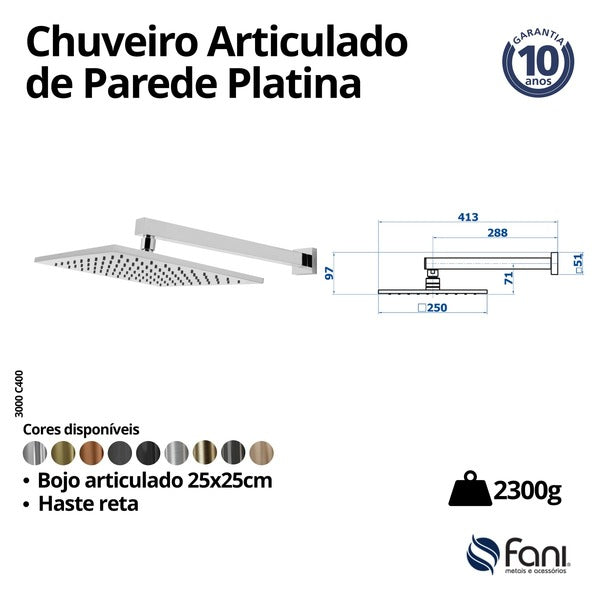 Chuveiro Articulado Parede 3000 C400 Metal - Fani