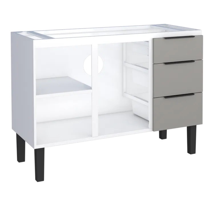 Gabinete Aço Para Pia 120 3 Gavetas Cinza Júpiter - Cozimax