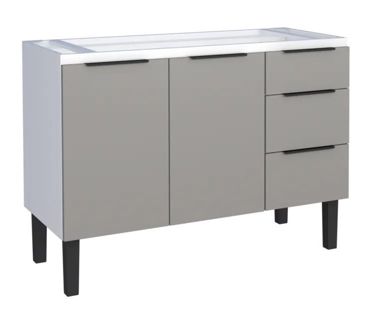 Gabinete Aço Para Pia 120 3 Gavetas Cinza Júpiter - Cozimax
