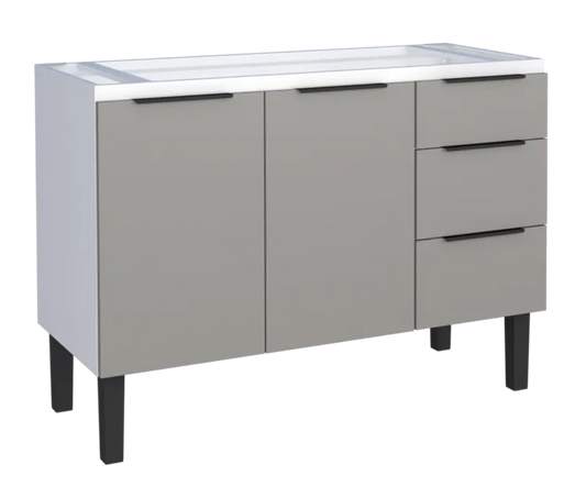 Gabinete Aço Para Pia 120 3 Gavetas Cinza Júpiter - Cozimax