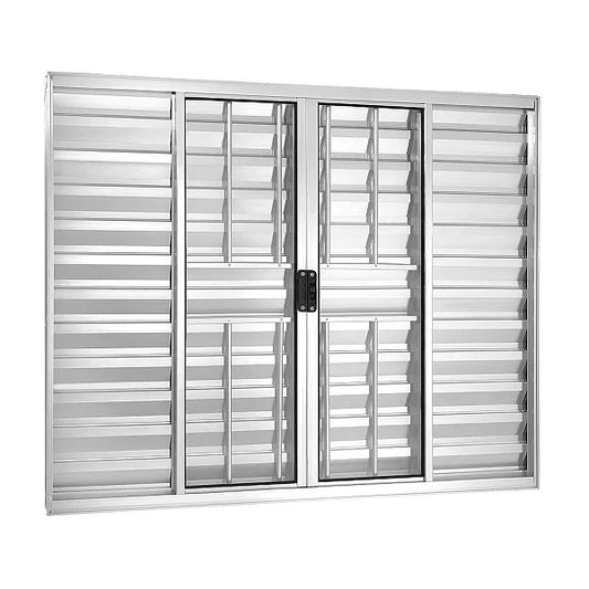 Janela Veneziana de Aluminio Mugitec 100x120 6 Folhas Sem Bascula e Com Grade 5158
