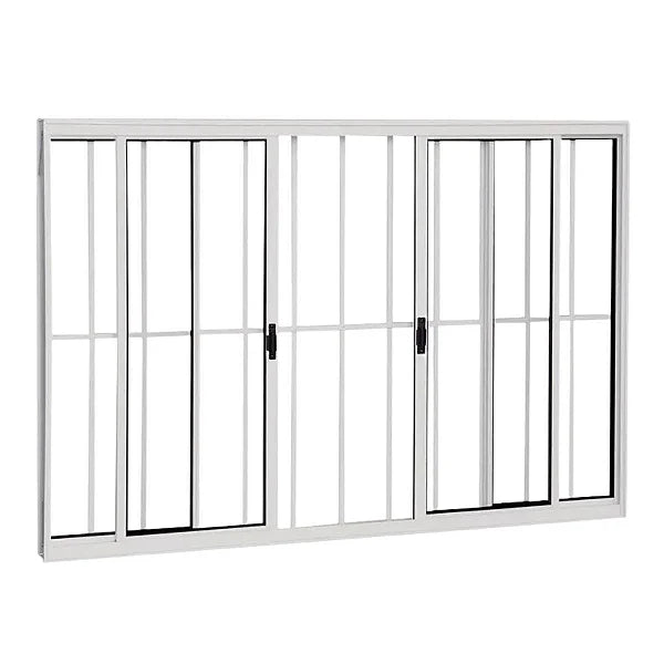 Janela Correr Alumino Mugitec 100X150 4 folhas sem bascula e com grade 12756/60141
