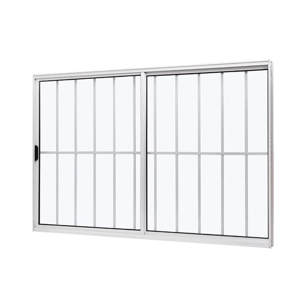 Janela Correr Aluminio 100X150 2 Folhas Moveis  Sem Bascula e Com Grade Vidro liso 5336- Mugitec