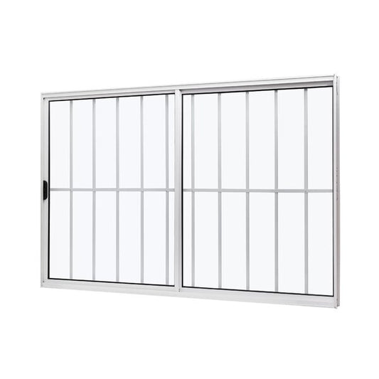 Janela Correr Aluminio 100X150 2 Folhas Moveis  Sem Bascula e Com Grade Vidro liso 5336- Mugitec